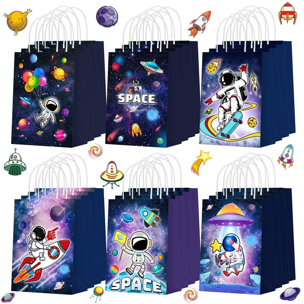 24 Pcs Space Party Favors Bags Galaxy Gift Bags Planet Starry Sky Candy Treat